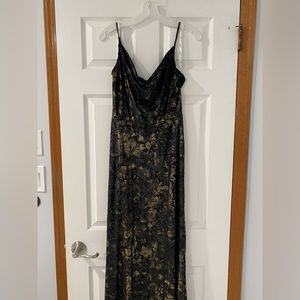 David’s Bridal Black and Gold Cowl Neck Prim Dress or Formal Gown